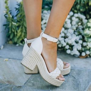 ROCCIO BRAIDED PLATFORM ESPADRILLE SANDAL - BEIGE